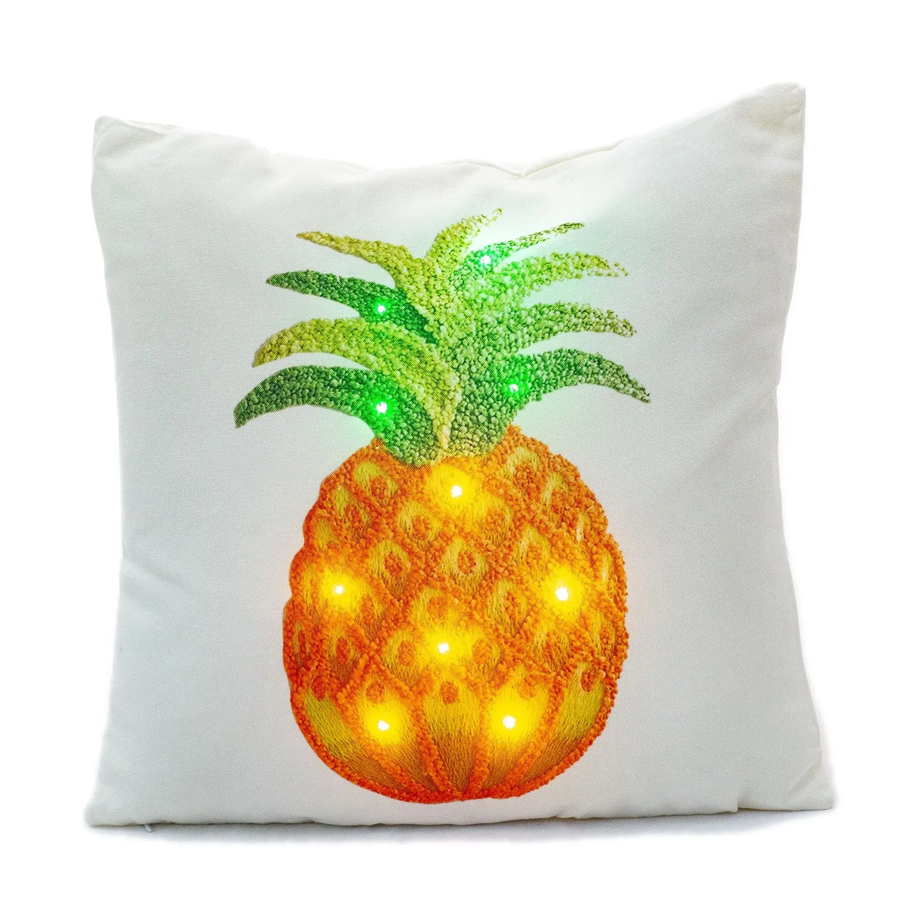 Ultimate Innovations 5802 LED Pillows with LED Lights, 20" x 20" Size, 4-Hour Timer - Pineapple Design, Set of 2