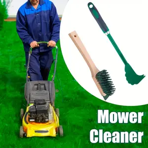 2-piece Optional Metal Lawn Mower Chassis Scraper Tool and Cleaning Brush with Ergonomic Long Handle-An Efficient Cleaning Tool for Lawn Mower Chassis Maintenance and Cleaning