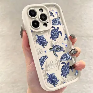Cute Blue Ocean Turtle Design Flexible TPU Smartphone Case Compatible with iPhone 16 15 14 13 12 11 Pro Max Mini XR XS X Drop Resistant Slim Fit Protective Cover