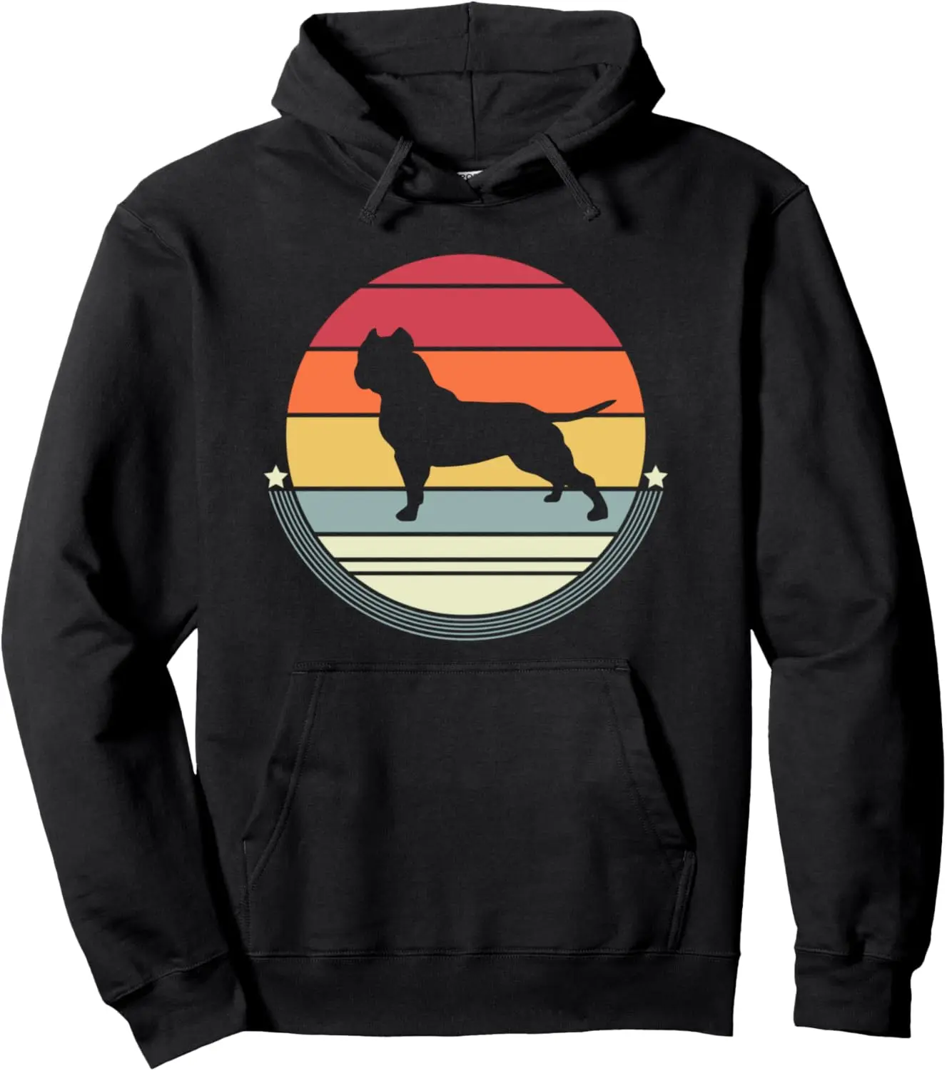 American Bully Silhouette Retro Vintage Dog Owner Women Men Pullover Hoodie