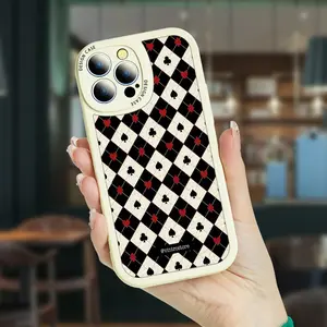 Phone case: Checkered playing card pattern phone case, suitable for iPhone 17, 16, 15, 14, 13, 12, 11 series, drop-proof and durable, stylish design, high-quality protective case.