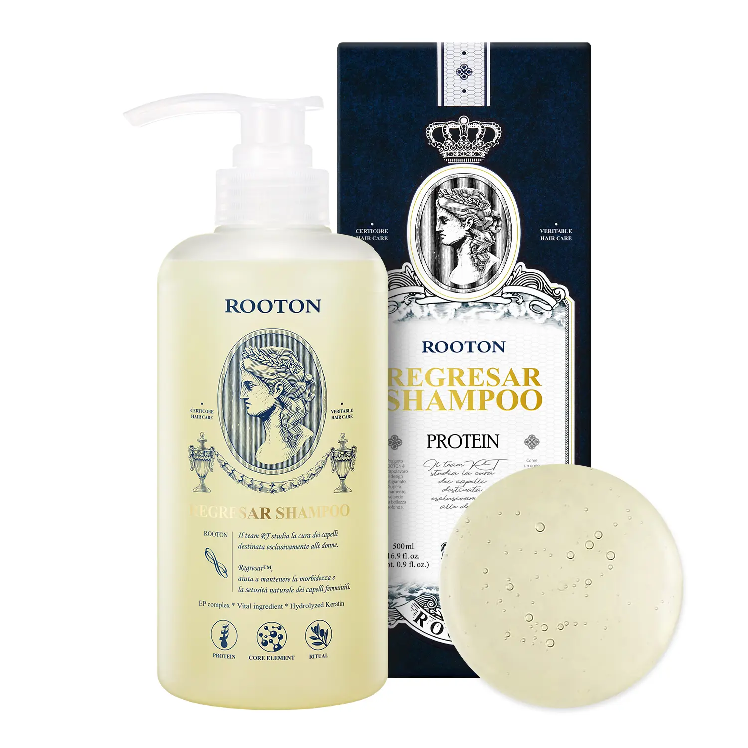 [ROOTON Official Store] Regresar Shampoo 16.9 fl.oz (500ml) – Women Protein Repair Formula for Damaged Hair, Cortex & Cuticle Recovery, Shine & Elasticity Boost with EP-Complex