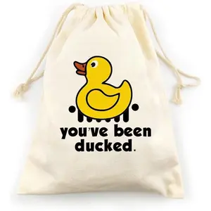 You've Been Ducked | Duck Duck bags | Reusable Rubber Duck Bag | 13 x 10.23 inches | Great Gift for Any Rubber Duck Enthusiast - Burlap Drawstring Bag(2LDBG11)