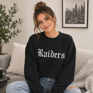 Raiders Embroidered Sweatshirt, Football Fan Gift