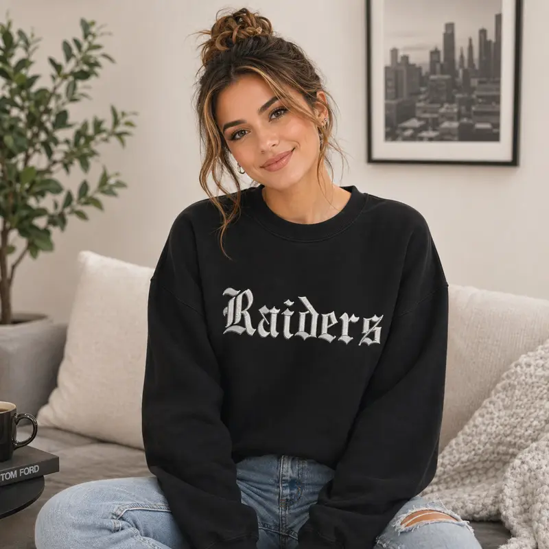 Raiders Embroidered Sweatshirt, Football Fan Gift