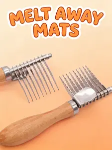 Dog Cat Detangling Comb Stainless Steel - Professional Deshedding Brush Removes Mats Tangles Easy Grooming