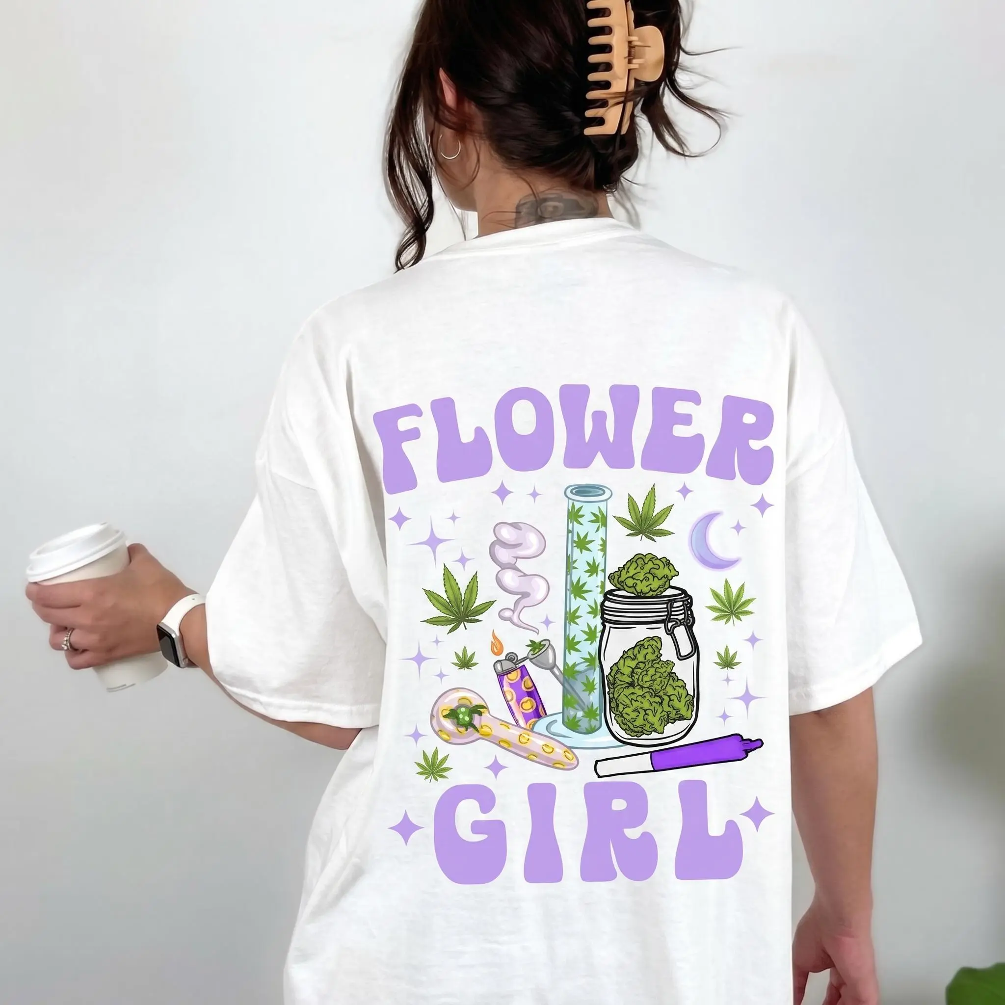 Women's 2026 New Limited Edition 420 Flower Printed Boxy Fit Short-Sleeve T-Shirt, Womenswear Top, Tshirt
