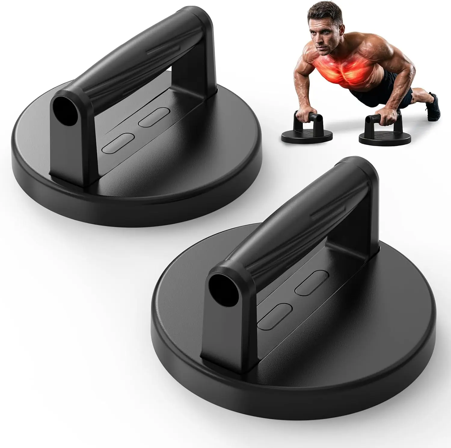 JLoibao Unisex Functional Rotating Push Up Bars - Industrial ABS Plastic Strength Training Equipment, Ergonomic Rotating Hands, 7.48in Wide Stable Base, Secure Fit Home Gym Floor Workout Stands