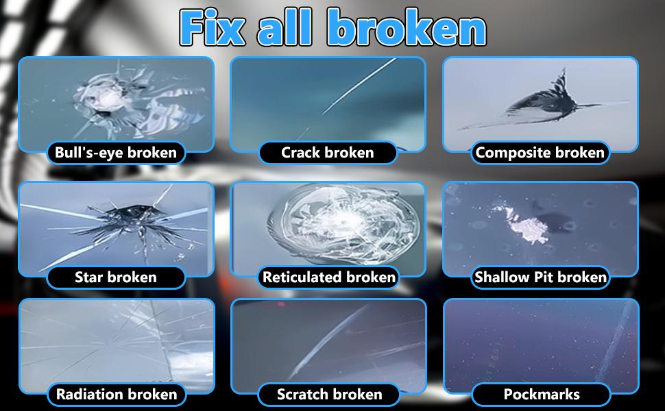 Windshield Repair Kit for Chips and Cracks, Rock Chip Repair Kit Windshield, for All Car Windshield Crack Repair Kit to Repair Scratches