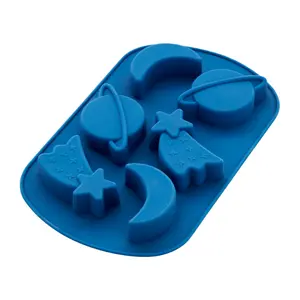 Silicone Soap Mold - Large Shooting Star, Planet & Moon (6 Cavity)