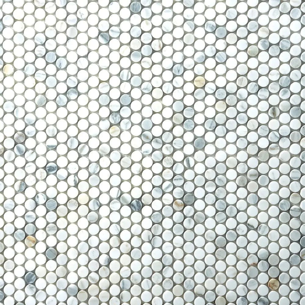 Calacatta Gold  Penny Round 12x12 Polished/Honed Marble Mosaic Tile