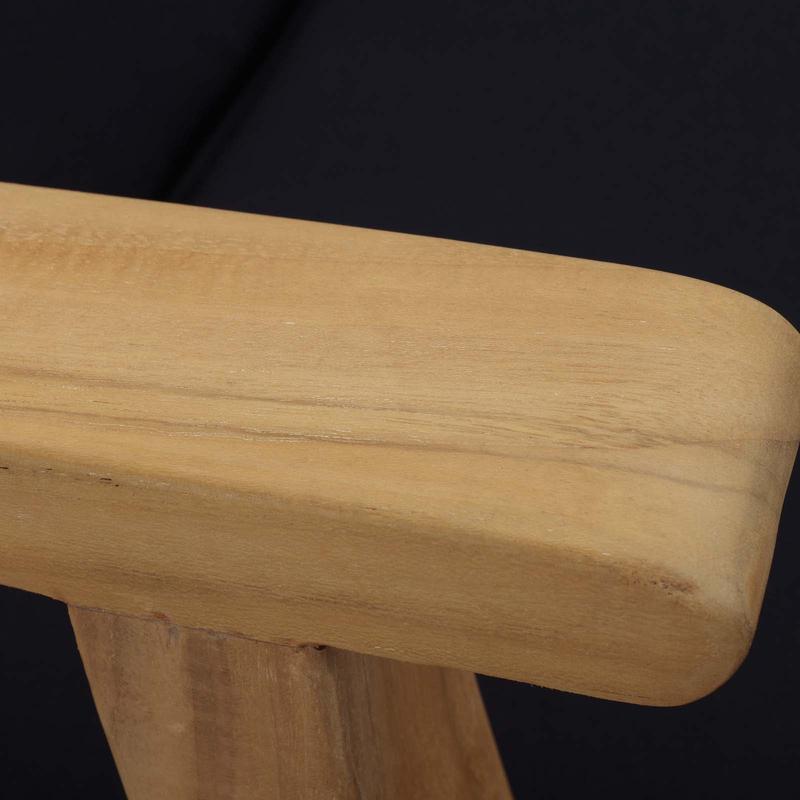 Marina Outdoor Patio Teak Single Chaise in Natural Navy