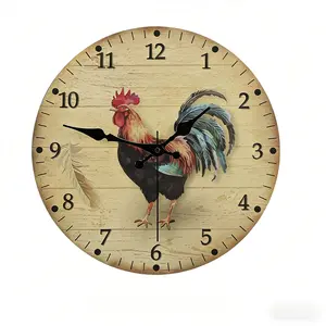 12-Inch Quiet Wall Clocks Featuring an Adorable Rooster Design, Wooden Decorative Clock for Nurseries, Battery-Powered, Ideal for Living Rooms, Home Offices, Classrooms, Christmas And Birthday Presents