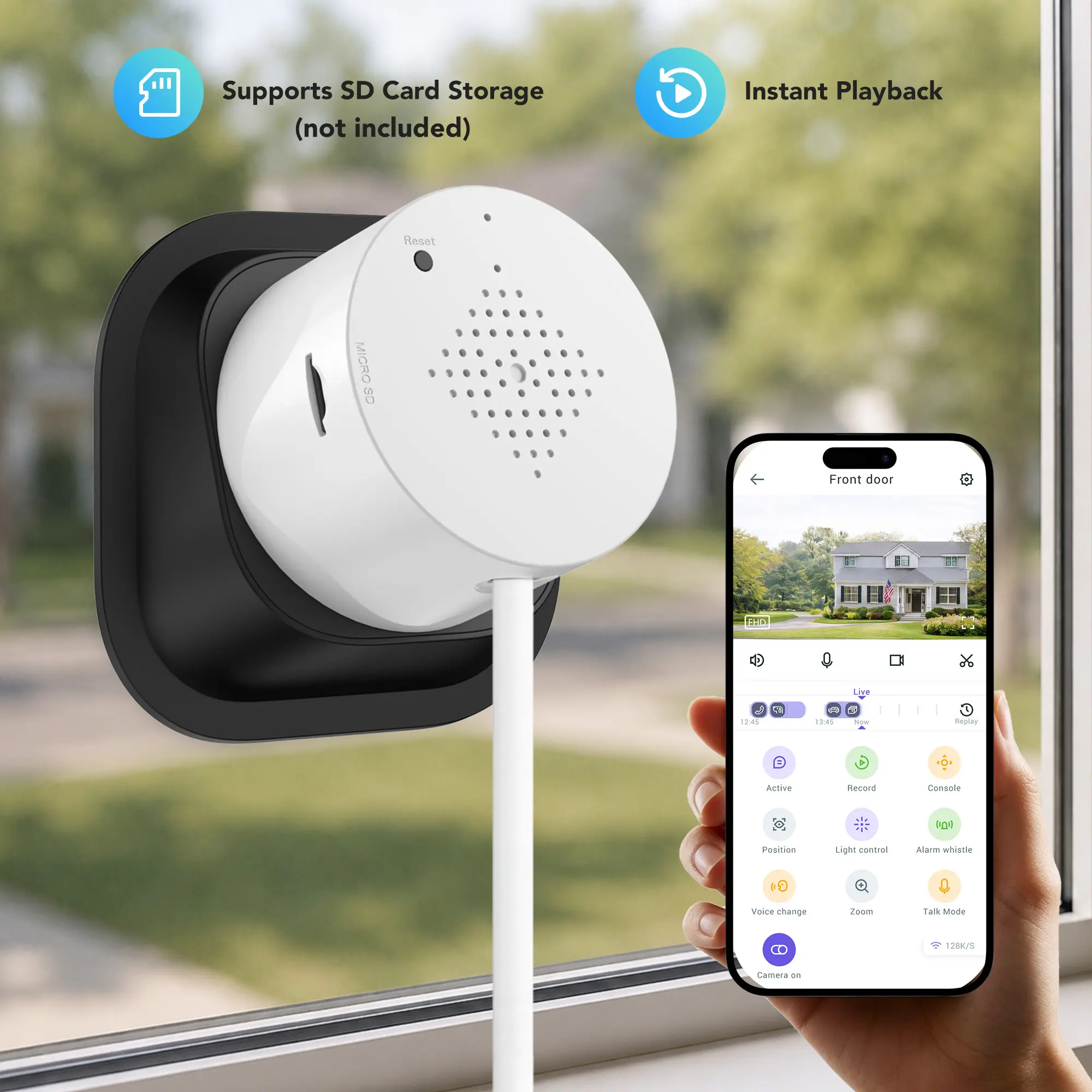 FamViva 2K 3MP Window Security Camera, No-Drill 18° Tilt Mount, Dual-Band 2.4G/5G WiFi, Anti-Glare Through-Glass Indoor Cam, Color Night Vision, AI Human/Vehicle Detection, Siren Alert, Encrypted Cloud & 256GB SD Card, Multi-User Access