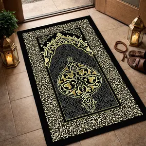 Muslim Prayer Rug, Soft Velvet Fabric, Islamic Muslim Gifts, Soft Prayer Carpet, Ramadan Prayer Mat, Ideal for Gifting