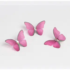 Magenta Hot Pink Butterflies Small Pins 3 pieces Perfect for Bridal Accessories