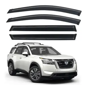 4pcs Dark Smoke Tint Window Visor for 2013-2021 Nissan Pathfinder WeatherShield Rain Visor Custom Fit Ultra-Tough Shatterproof Material