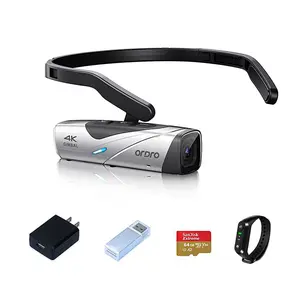 Ordro EP8 Head-Mounted Video Camera,4K 60FPS Vlog Hands Free Wearable Chargeable Camcorder,2-Axis Gimbal Video Stabilizer,Wi-Fi APP,Auto Focus with Remote Control,64G Memory Sd Card,Type-C Charging Cable