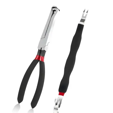 Carbon Steel Disconnect Repair Tools Set - 37960 Series Double Ended Terminal Remover Tool, Lock Push Tab Automotive Fuel Line & Connector Disconnect Pliers with Damage-Free Jaw, Rubber Grip, Low-Force Leverage & 1-Hand Control for Auto Technicians