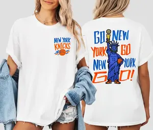 [Sale Up To 50%] Comfort Colors Go New York Go Shirt, New York City Basketball T-Shirt, Retro NYC Basketball Finals Game Graphic Tee, Knicks Fan Streetwear Apparel
