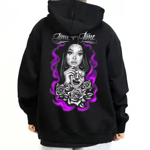 Time after Time, Chicano Clothing, Chicana Art, Cholo Chola outfit Cotton Fabric Menswear Casual, Streetwear hoodie T-Shirt S-3XLTime after Time