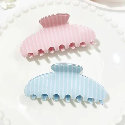 2pcs Fashion Blue Striped Fun Claw Clip Pack, Simple Color Block Hair Accessories, Ideal for Half-Up, Bun, School, Office, Daily Use, Gifts, Weddings, Vacations  Casual Everyday Hair Accessories