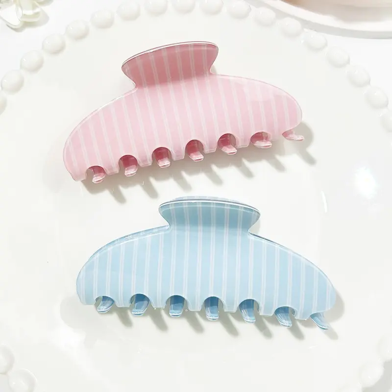 2pcs Fashion Blue Striped Fun Claw Clip Pack, Simple Color Block Hair Accessories, Ideal for Half-Up, Bun, School, Office, Daily Use, Gifts, Weddings, Vacations  Casual Everyday Hair Accessories