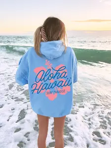 Hawaii Hoodie Beachy Maui Crewneck Ocean Sweatshirt Hibiscus Surf Preppy Aloha Meme Funny, Unisex Gift for Her - Mom, for you - All Size
