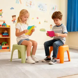 School Plastic Stackable Stools, 11.8 Inch Height Colorful Nesting Stools, Portable Backless Stool for Classroom Students, Flexible Seating Chairs for School Home Office, 12 Pack