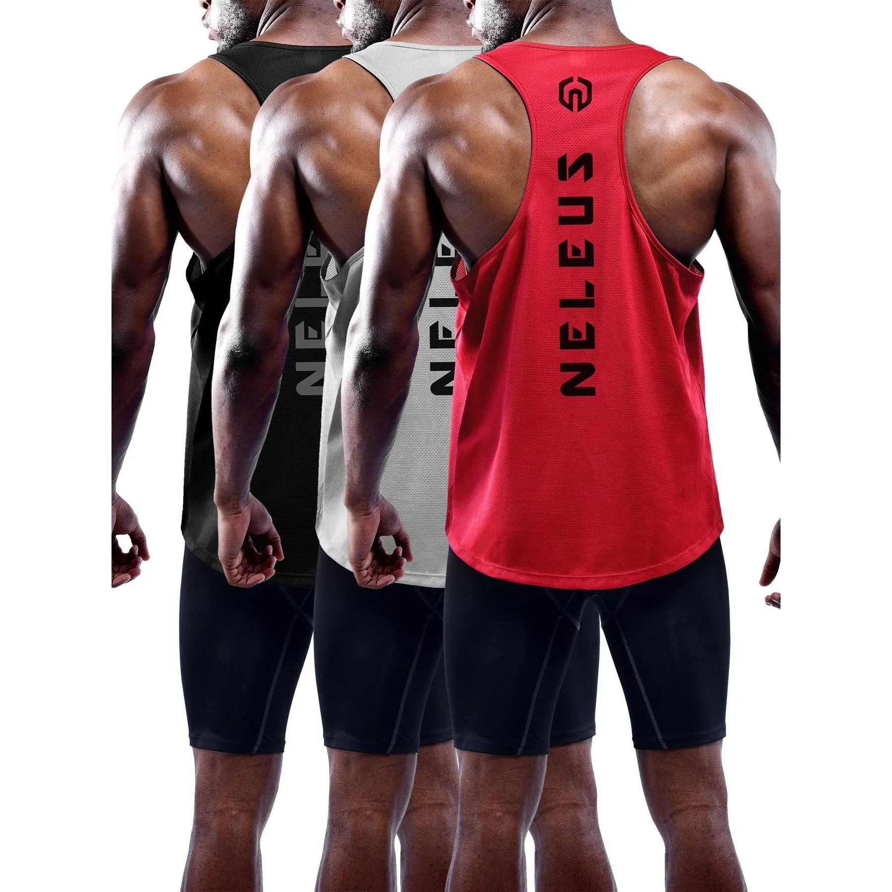 NELEUS Men's 3 Pack Dry Fit Y-Back Muscle Tank Top Fitness Workout Vest Yoga Sports Vest Dry Fit Sleeveless Athletic Activewear Dry Fit Wicking summerwins