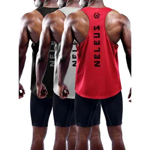 NELEUS Men's 3 Pack Dry Fit Y-Back Muscle Tank Top Fitness Workout Vest Yoga Sports Vest Dry Fit Sleeveless Athletic Activewear SummerVibes Dry Fit Wicking