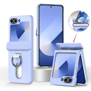 Luxury Wallet Clip Flip Slot Card Phone Case for Samsung Z flip 7 6 5 5G Flip6 zflip5 zflip6 Finger Ring Shockproof PC Covers