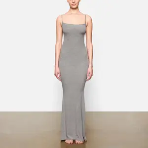Skims Suspender Long Fishtail Skirt Sexy Dress Sleeveless Spaghetti Strap Korean Minimalist Temperament Commute Summer Plain Cotton Dress