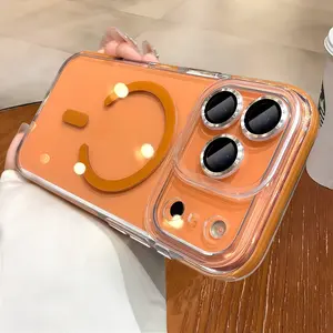 【 iPhone17 Pro max case 】Ice crystal acrylic air bag magnetic Phone case iphone17 Pro Max 16 15 Air for iPhone case soft shell TPU Anti fall silicone