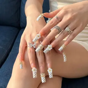 AVIARA  LONG Curved Square  10pcs Handmade Acrylic 3D Y2K Press On Nails Luxious Salon Quality Fake Nail detachable nails
