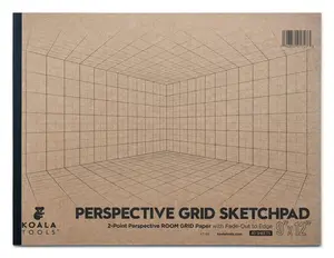 Koala Tools - 40-Page Drawing Pad for 2-Point Perspective, Room Grid Sketch Pad with 3D Virtual Walls Design, Gridded Graph Paper for Interior Room Design, Industrial, Architectural 9 x 12 inches