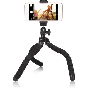 Phone Mini Tripod, Premium Flexible Mobile Phone Tripod Stand Compatible with iPhone Samsung Go Pro, Small Digital Camera, Black