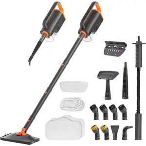 Steam Mop Cleaner with Detachable Handheld Steamer, 20 in 1 Steam Cleaner with Multiple Accessories, Detachable Water Tank, Microfiber Pads for Floor, Tiles, Carpet and Grout Cleaning (Grey)