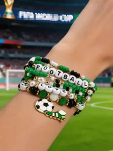 5 Pcs Fashion Casual Star Beaded Soft Pottery Elastic Bracelets Set, Unisex Party Gift for Daily Wear, Holiday Birthday Present