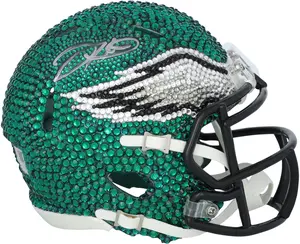 Jalen Hurts Philadelphia Eagles Autographed Swarovski Crystal Riddell Speed Mini Helmet - Art by Rock On Sports - Fanatics Authentic Certified