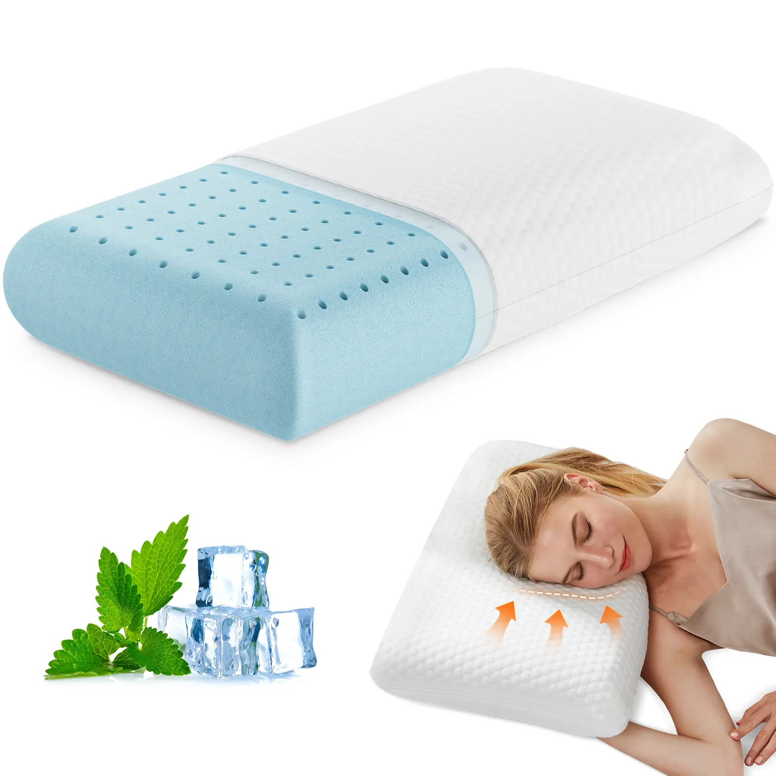 【Deal】Sweet Furniture Standard Size Memory Foam Pillow Side Sleepers Cooling Hotel Pillow with Removable, Machine Washable Cover - 1 Pack, 24" x 16"