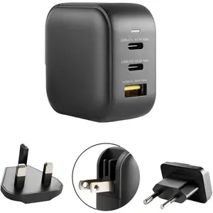 66W Turbo 3-Port GaN Wall Charger 2 x USB-C   Adapter, 1 x USB-A Quick Charge 3.0, Compatible with MacBook Pro Air, iPad Pro,  16/15/13/12/11, Galaxy S9 S8 and  (NEO P1)