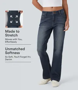 Halara Flex Low Rise Zipper Pockets Washed Casual Bootcut Jeans