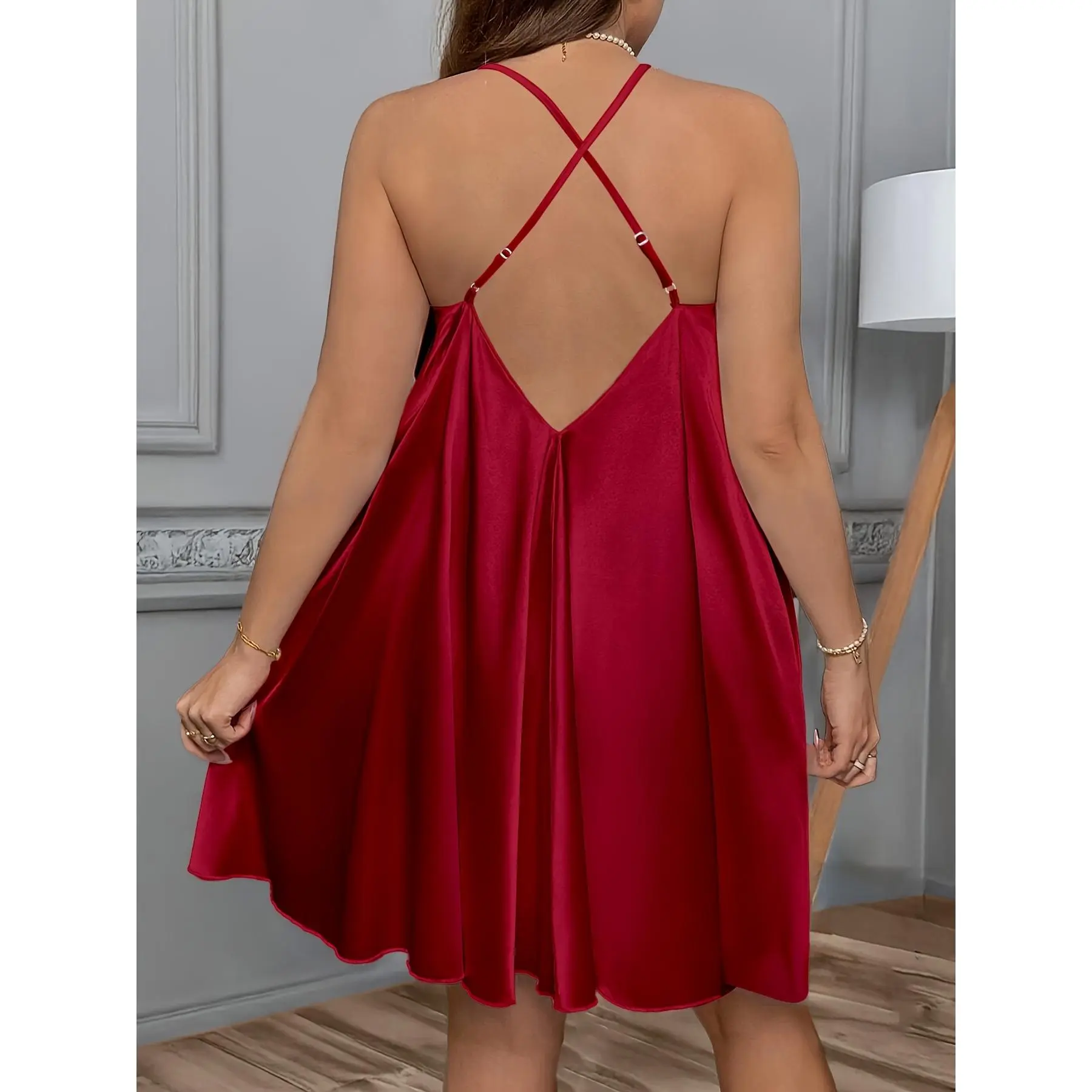 polyester night dress Ahabrexf Summer Sleep Dress for Women, Sleeveless Round Neck Ice Silk Nightdress, Lightweight Soft Polyester Fabric, Breathable Comfort Fit, Ideal for