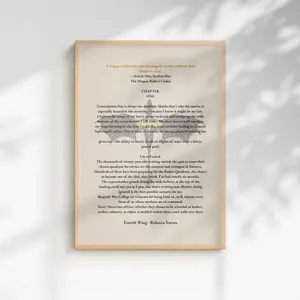Fourth Wing Quote Art Print - Rustic Charm Paper Decor with Border, Dragon Rider Gift Shipped in a Tube