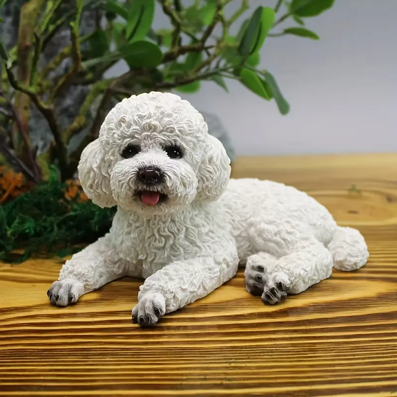 White Letter-Themed Resin Figurines - Poodle Dog Statues, Electricity-Free Home Decor Accents, Festive Gift for Indoor Use, Resin Figures