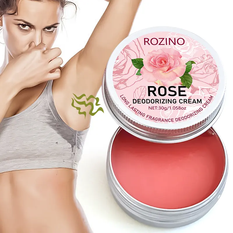 ROZINO Rose Deodorizing Cream - Long-lasting Fragrance & Odor Control, Full-Body Use with Rose, Vitamin C & Coconut Oil, Gentle Deodorant Cream