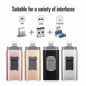 4-in-1 USB Flash Drives iPhone Flash Drive USB 3.0, External Drive for Backup& Transfer, Pendrive USB Memory Stick Thumb Drive Photo Stick for iPad & Type-C & Android & PC, High Compatibility with 64GB 128GB 256GB512GB 1TB Portable Storage