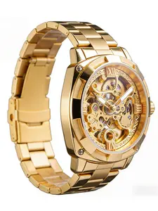 Men's Mechanical Automatic Watch, Stainless Steel Strap, Pointer Display, Round Case Design, All-Season Wear Essential