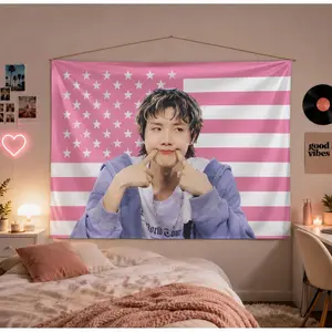 Kpop Idol Inspired Tapestry Flag Wall Art Soft Fabric Room Decor Gift for Music Fans Girls Teens Birthday Graduation Gift